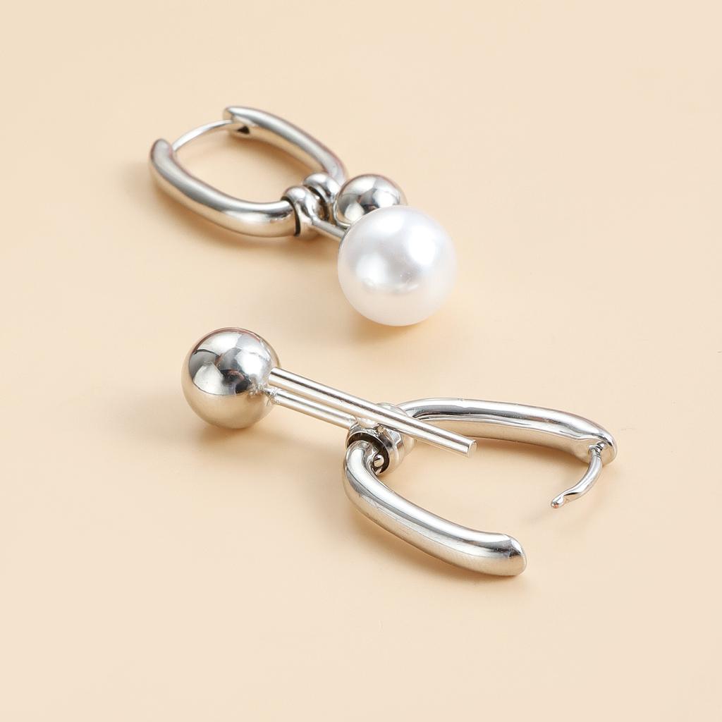 Dagelijks Dragen Imitatie Parel 1 Paar Geometrische Oorbellen Vrouwen Mode Hanger Eenvoudige Holle Oorbel U-vormig Persoonlijkheid Accessoires