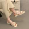 French Fairy Wind Flat Sandals Female Summer Fashion with Skirt 2025 New High-end Roman Beach Sandals
