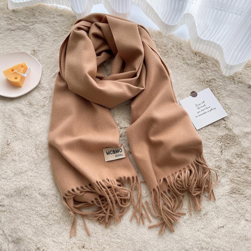 Solid color imitation cashmere scarf women's winter men's couple shawl dual-purpose warm long thickened