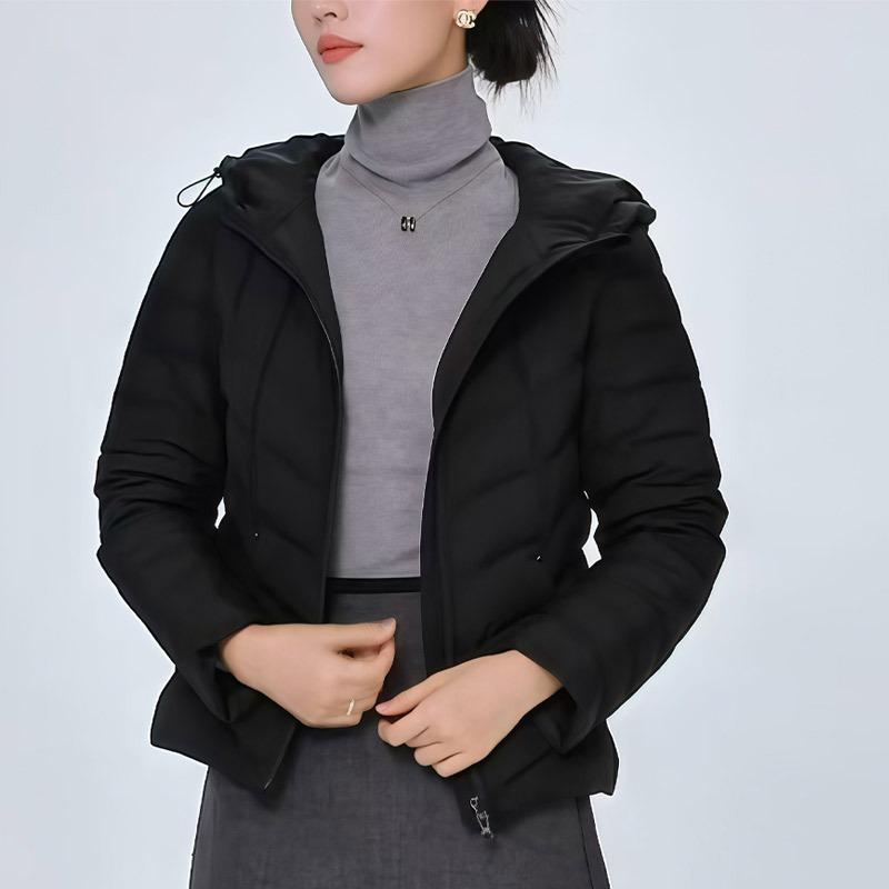 Down jacket women's short duck down ribs light autumn and winter new hooded thin coat