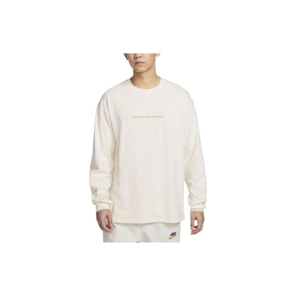 Nike Sportswear Nai-Ke Letter Print Round Hole Long Sleeve T-Shirt Men Tops Pale-Ivory FN0466-118