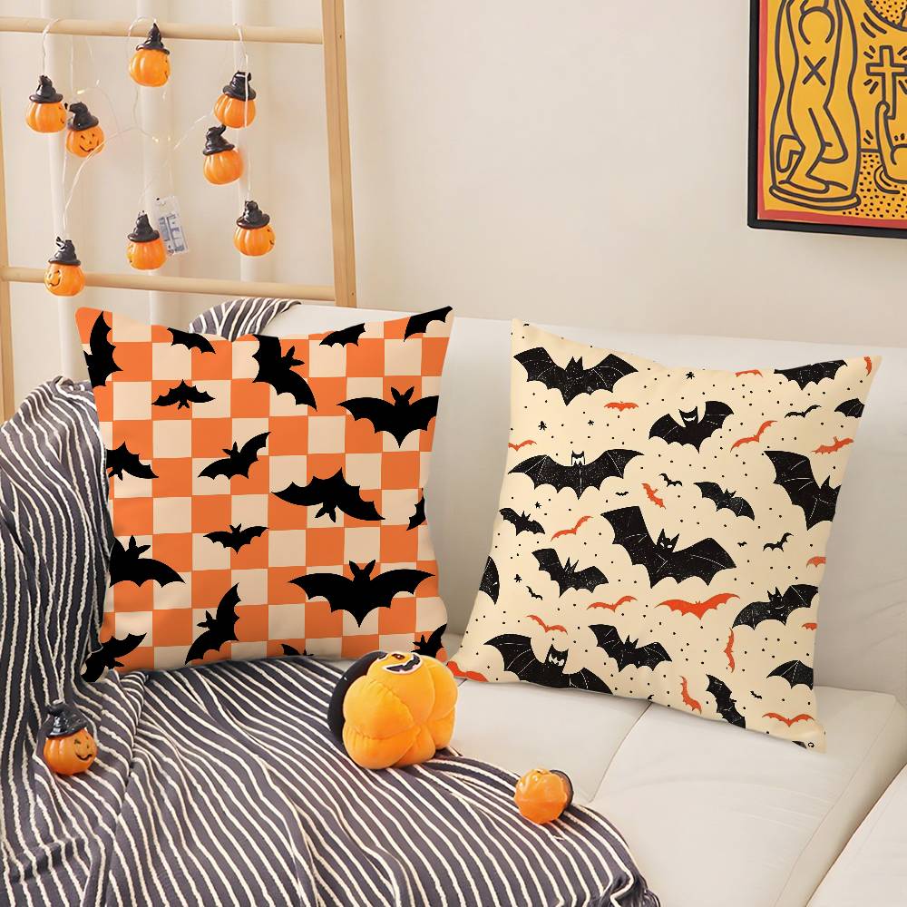 Halloween Scary Bats Pillow Case Sofa Living Room Bedroom Double-Sided Printing Square Cushion Nap Time Cushion Cover
