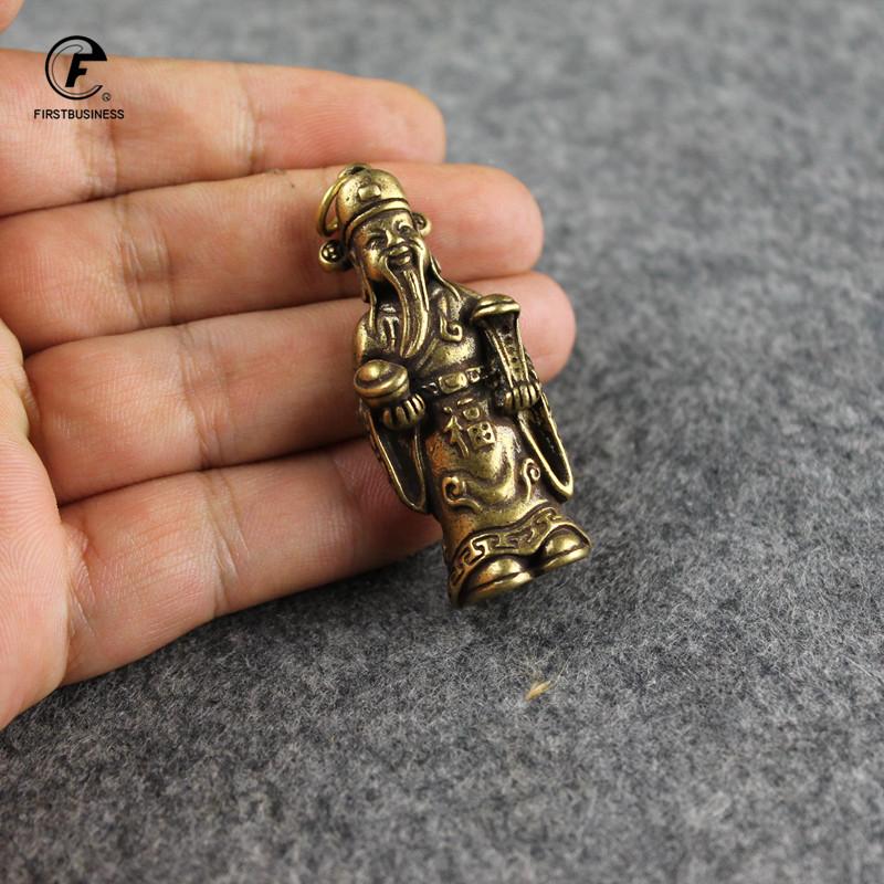 Copper vintage Lucky Statue Ornaments Home Decoration Accesories Chinese God of Wealth Feng Shui Figurines Key Chains Pendants