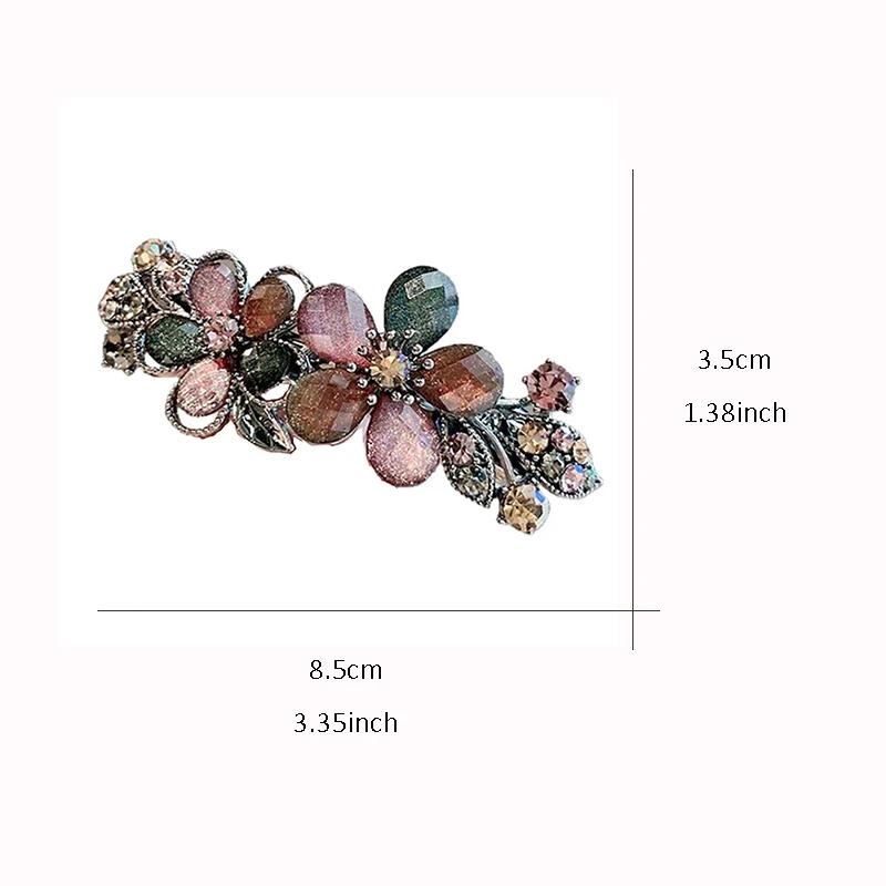 Elegante Fioritura Colorata con Strass Molletta a Molla Molletta a Una Parola per Capelli da Donna Parte Posteriore della Testa Mezza Acconciatura Fermagli Accessori per Capelli