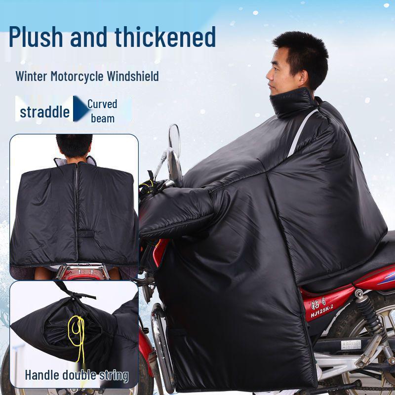Motorcycle Windshield Plush Knee Pads & Windproof Quilt (Crotch Beam, Thickened, Waterproof, Warm)