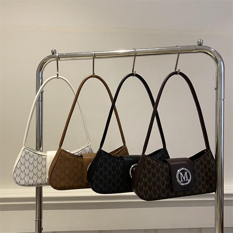 2025 Women's Light Luxury Retro Underarm Shoulder Bag - Trendy, Casual, Letter Print