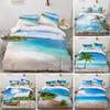 Top Ocean Duvet Cover Set King Size Polyester Tropic Ocean Style Sandy Shore And Sea With Waves Escape To Paradise Theme Bed Set