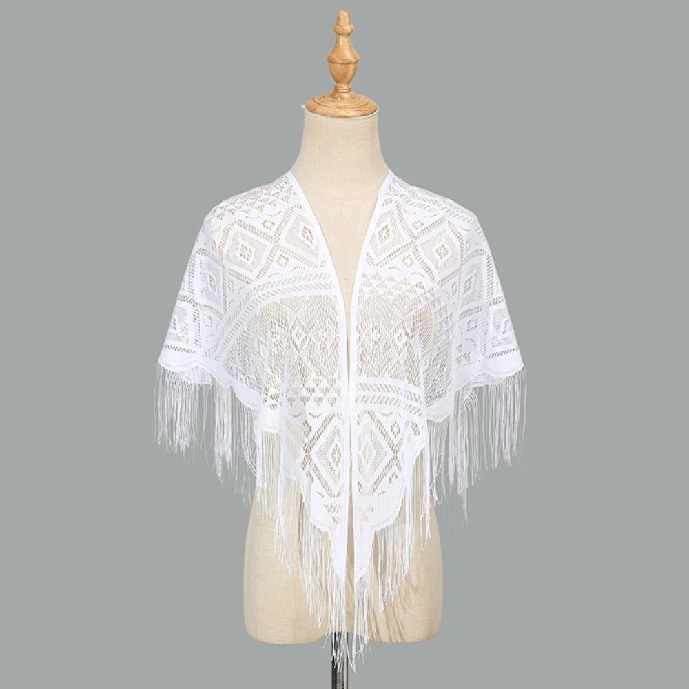 Hollow Women Shawl With Tassel Wedding Bridal Shawl Fashion Scarf Evening Prom Cape  for Party