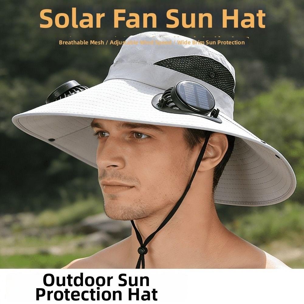 Dual Fan Summer Fan Visor Cap 3 Speeds Fishing Bucket Hat Convenient Solar Fan Hat Outdoor Travel