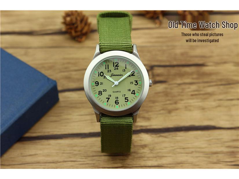 

Корейские детские водонепроницаемые нейлоновые военные часы - Светящиеся кварцевые наручные часы для детей