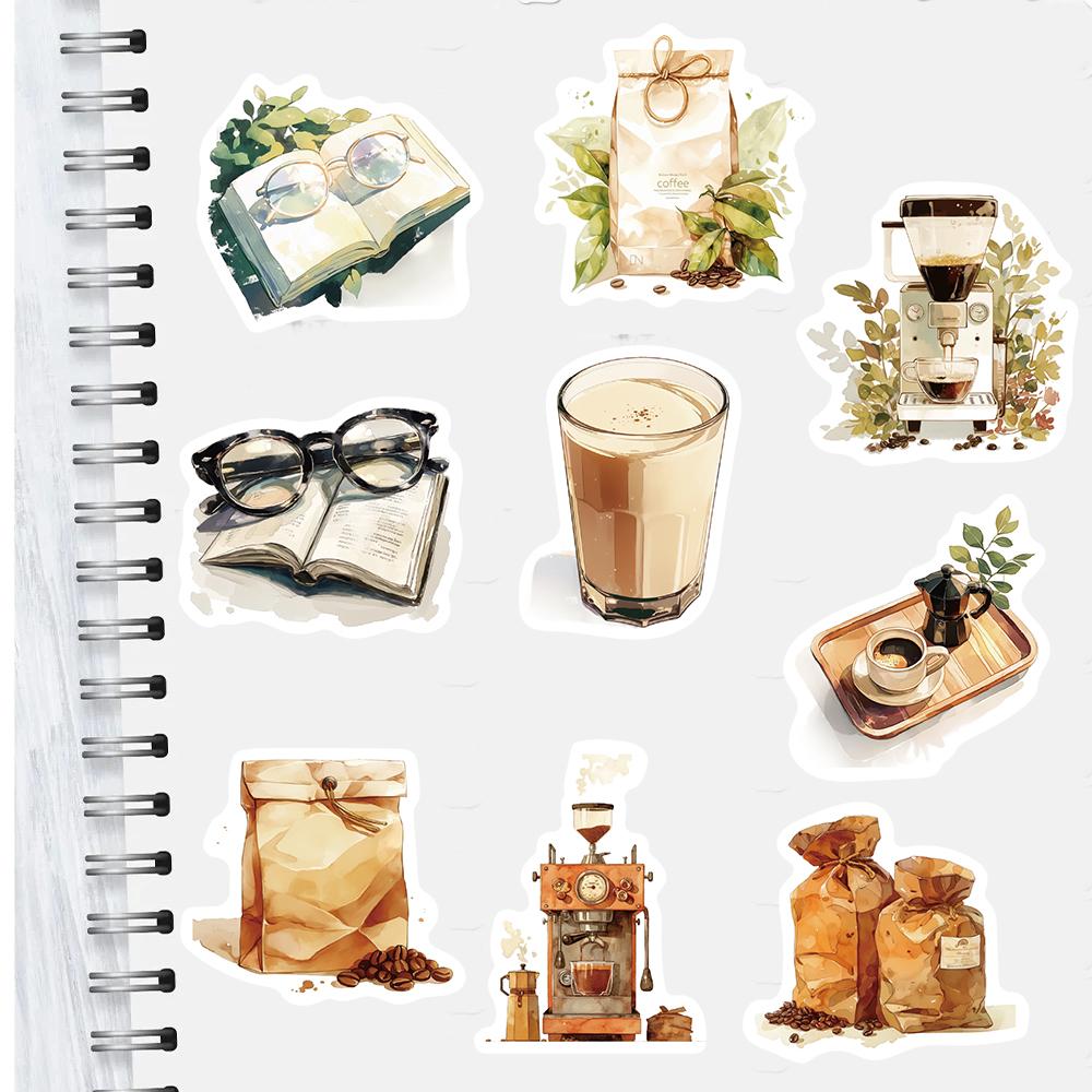 30PCS Vintage Coffee Series Pack Stickers Harajuku Gifts Scrapbooking DIY Creative Paper Waterproof Skateboard Home Reading Stic