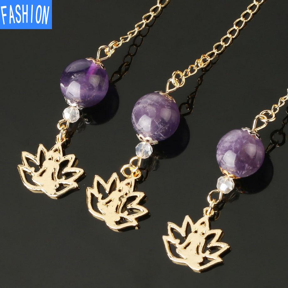 Mixed Aura Natural Spirit Pendulum Crystal Pendant Yoga Gold-plated Buddha Meditation Idea Concentrated Jewelry