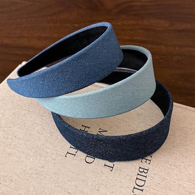 Fasce di Tela di Denim a Tesa Larga da 4CM per Donne, Accessori Cerchietti per Capelli per lo Shopping Quotidiano, Fasce Classiche per Capelli da Donna e Ragazze