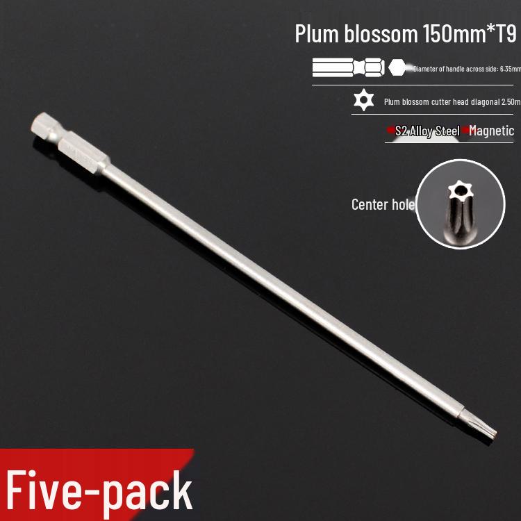 Plum Blossom S2 Magnetic Hex Screwdriver Set - 6.35mm Pneumatic Drill Bit Set