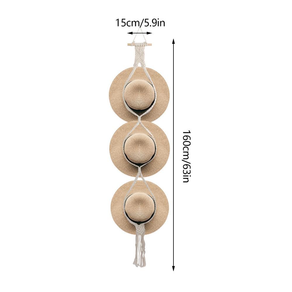 Length 160cm Wall Hanging Hat Organizer Boho Macrame Hat Hanger Daily Cap and Headwear Tidying