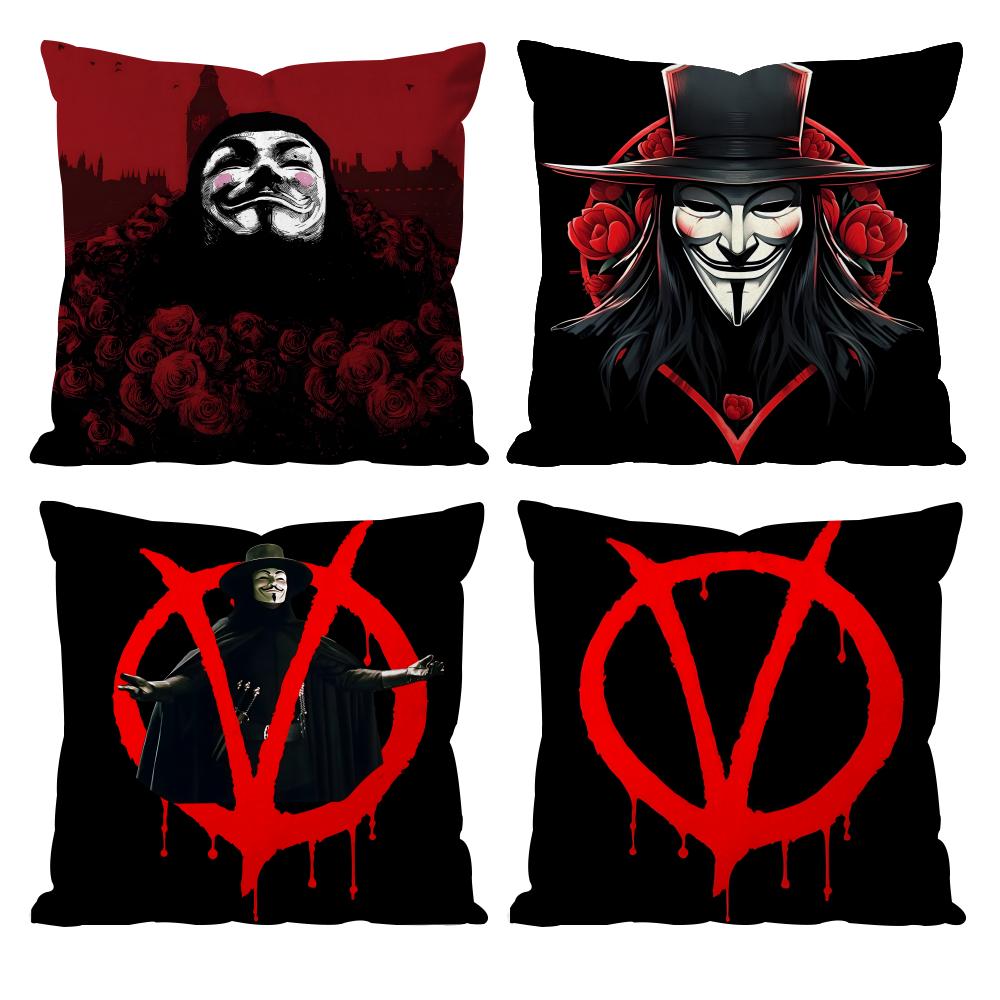 V for V-Vendetta Thriller movie Cushion Cover Pattern Printed Pillowcase for Living Room Sofa Cushion Cover & Bedroom Decor