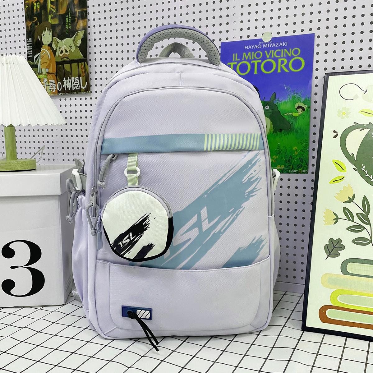 

Модный новый школьный рюкзак для учеников средней и старшей школы, повседневный рюкзак для мальчиков и девочек с сумкой для мелочи серый