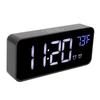 LED Digital Alarm Clock Thermometer with Snooze USB Charging Bedroom Office DecorationBlack