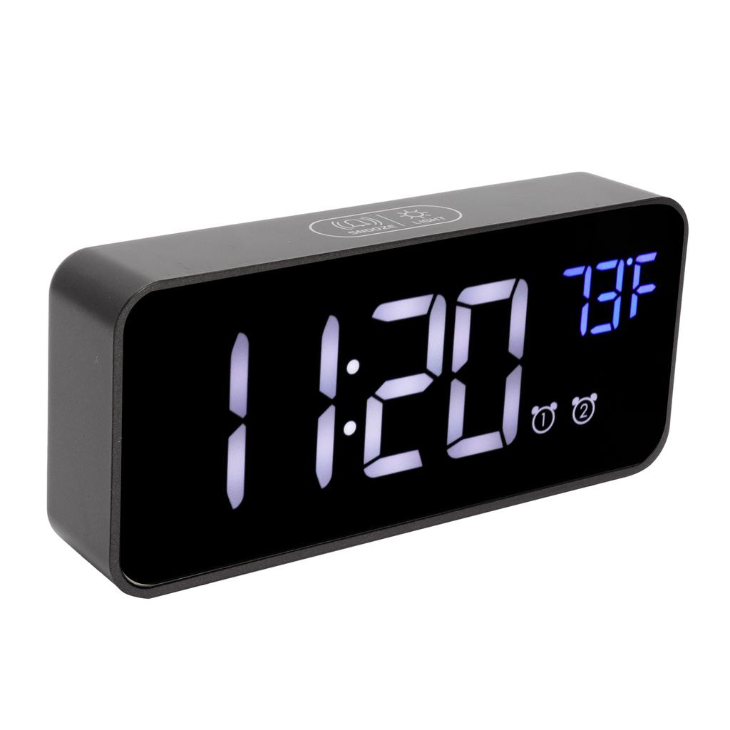 LED Digital Alarm Clock Thermometer with Snooze USB Charging Bedroom Office DecorationBlack