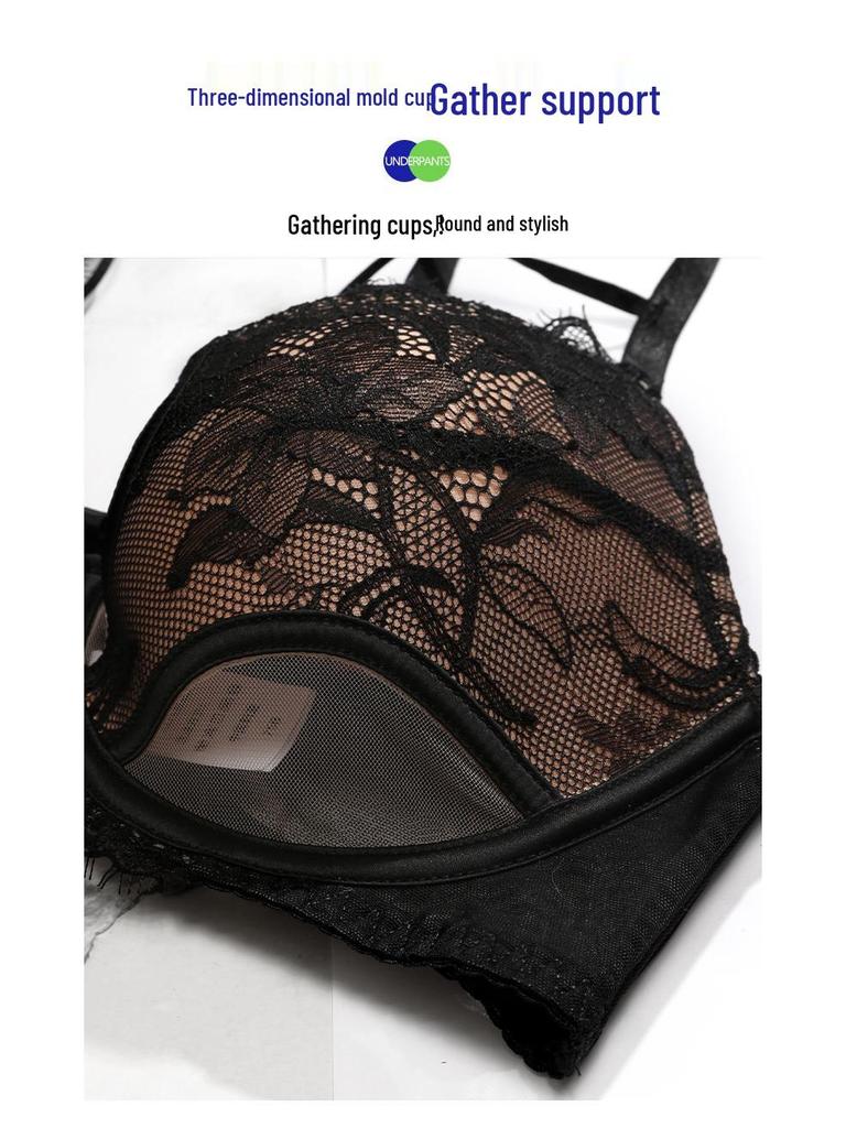 French Lace Lingerie Set: Sexy Pure Desire Bra for Breast Enhancement, Perfect for Small to Large Busts