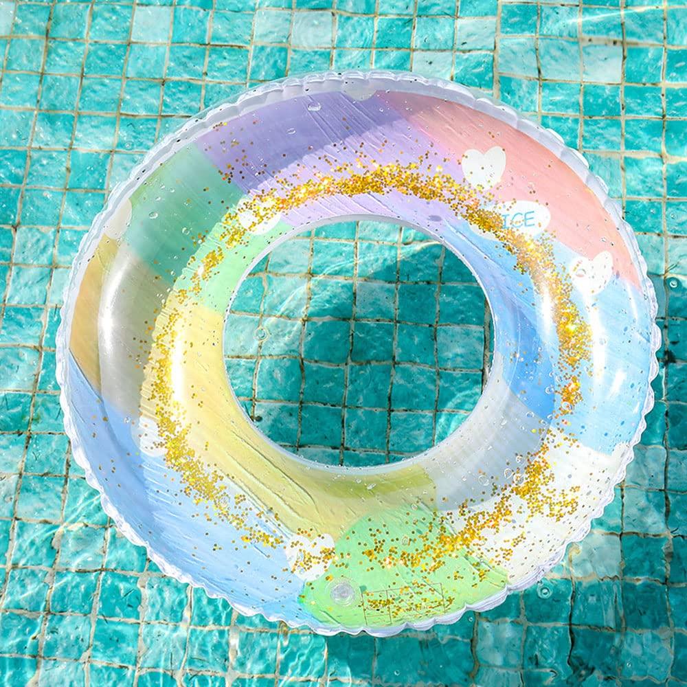 Siyzda Schwimmring für Durchmesser Schwimmring Sommer Wasserpool Sommer Starke Auftriebskraft Schwimmer Erwachsene, Niedlich, Mehrfarbig, 80cm, Typ, Urlaub, Spielen, Meer, Strand,