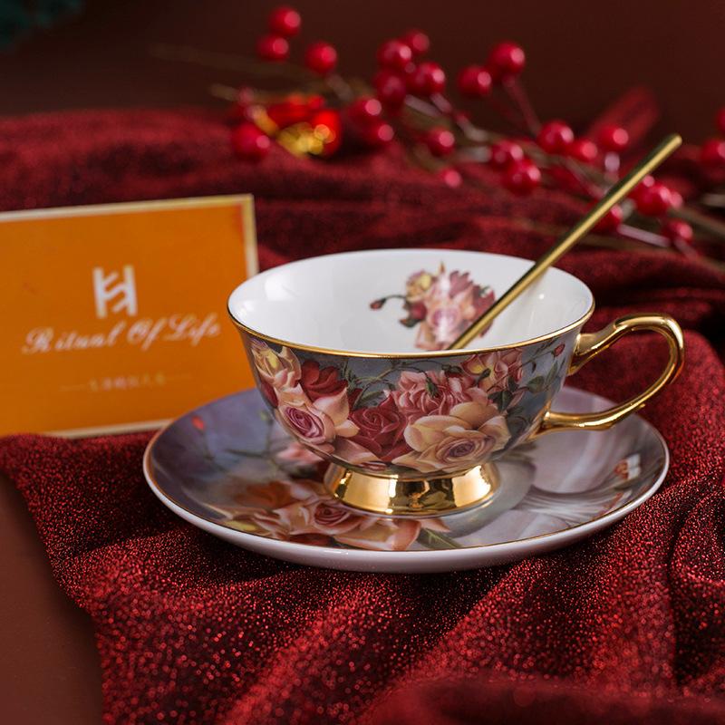 Роза О Английский Чайник Кофейная Чашка Блюдце Набор Изысканный Послеобеденный Чай Высокая Ценность Кофейная Чашка Цветочный Чайник Чашка для Воды 230ML