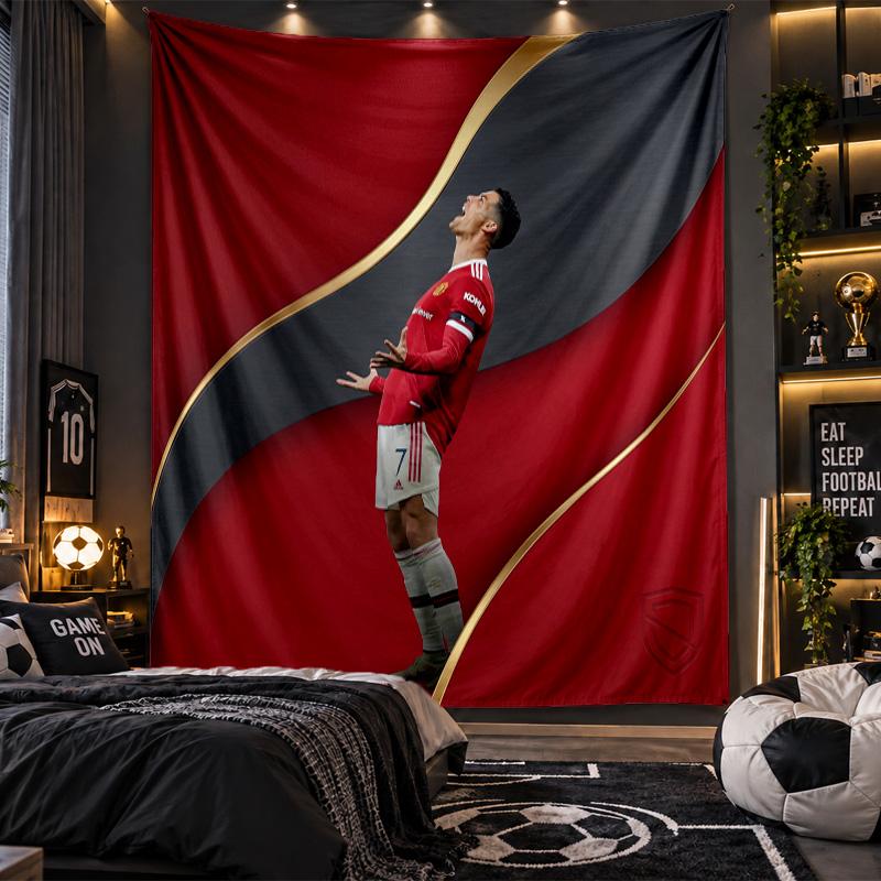 Wandbehang Wandteppich Cristiano Ronaldo Druck Stoff für Wohnzimmer Schlafzimmer Heimdekoration
