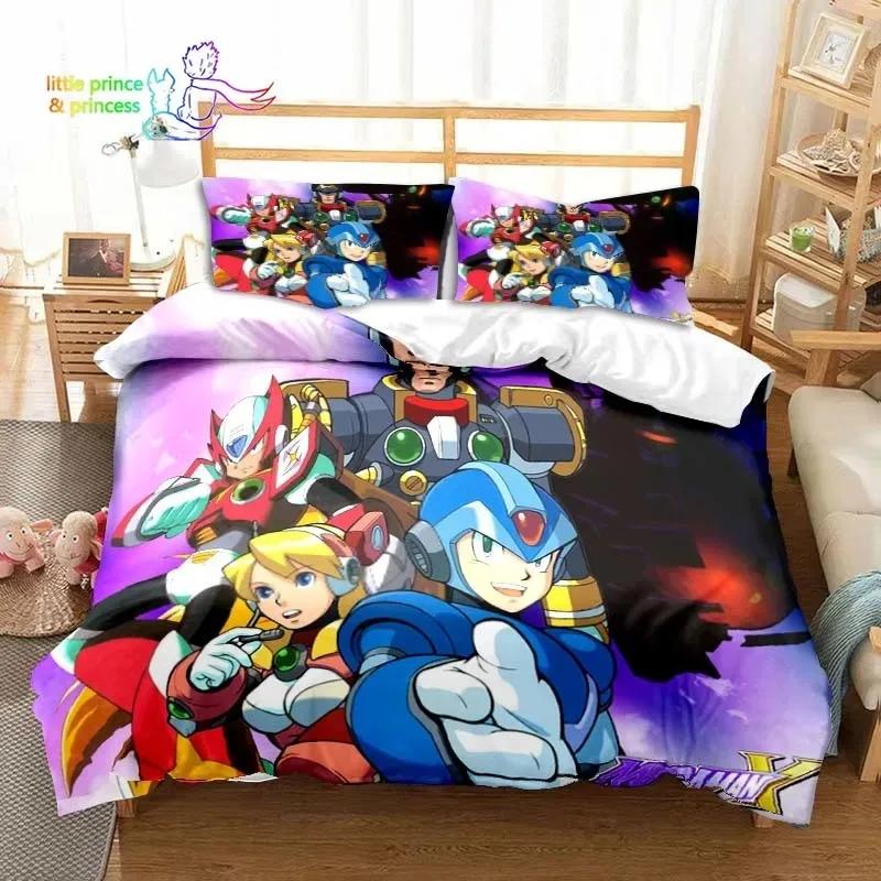 Game Gamer Megaman X Bedding Set Single Twin Full Queen King Size Bed Set Adult Kid Bedroom Bedding Gift