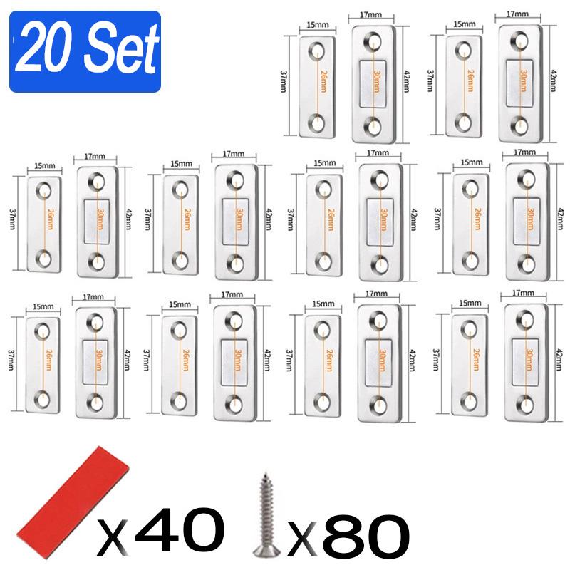 20/1Set Self Adhesive Magnetic Cabinet Catches Invisible Magnets Door Stopper Patch Furniture Drawer Window Door Closer Latch