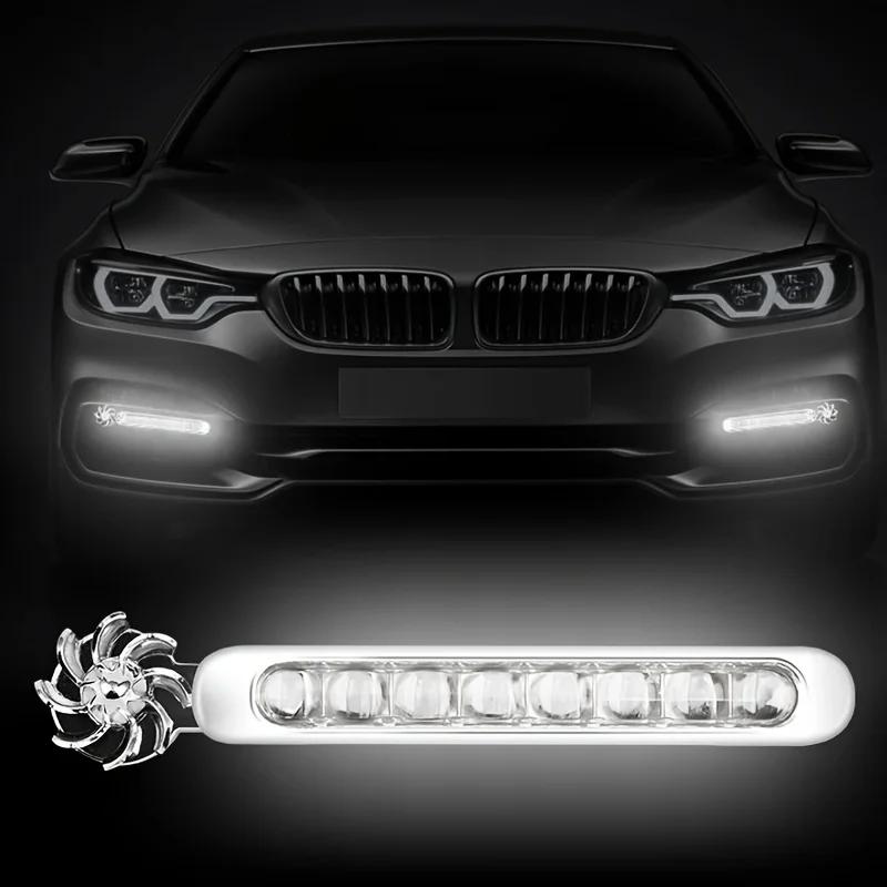 2 pezzi Auto ad Energia Eolica Luce Diurna a LED Illuminazione Ausiliaria Lampada a Ventola Rotante Fari Diurni per Automobili Decorativi