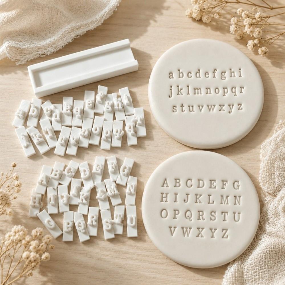 Handmade Pottery Alphabet Stamping Tool with 10 Number Upper Lower Case Clay Stamp Studio Work
