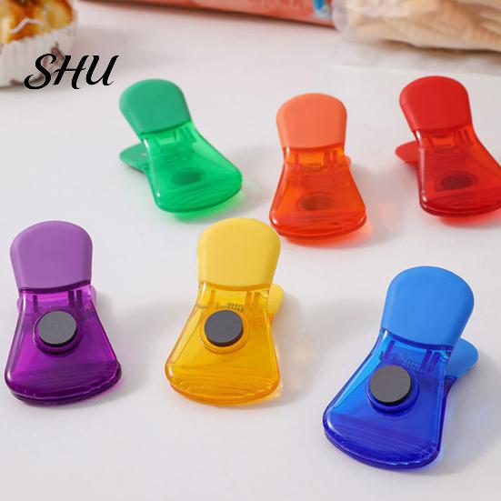 Refrigerator Magnet Clip 12Pcs Bag Sealing Anti-Slip Magnetic Sealable Food Storage Bright Color Translucent for Home Snack
