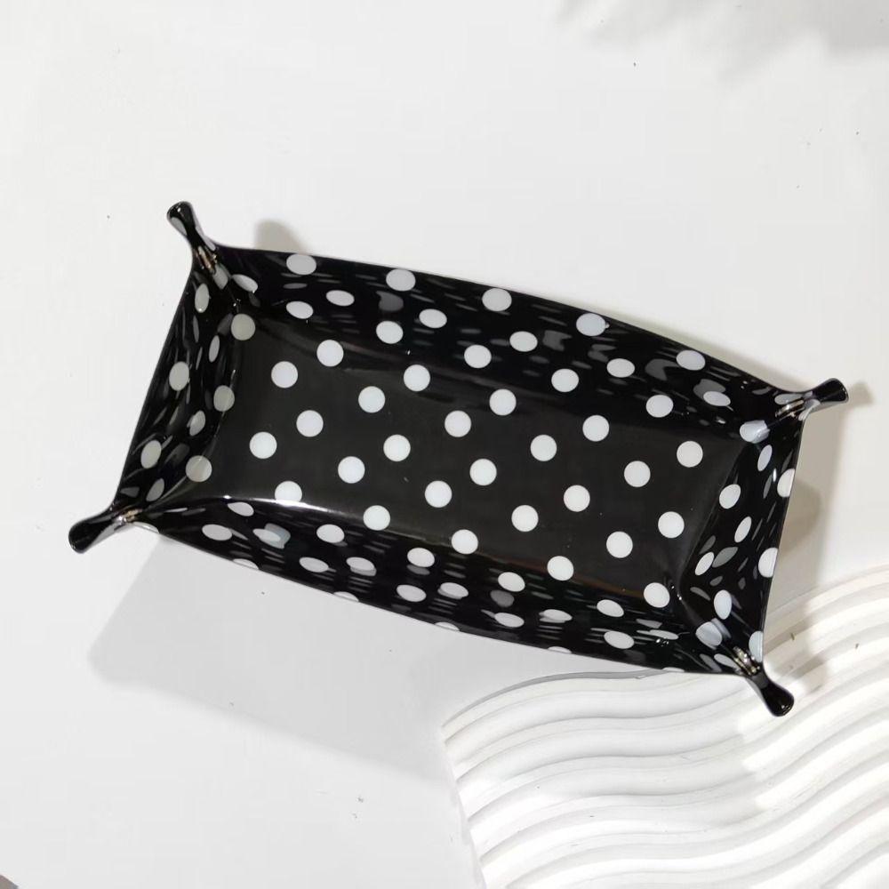 Multi-functional Polka Dot Design Storage Tray Large Capacity Folding Desk Organizer Storage Box Office Study