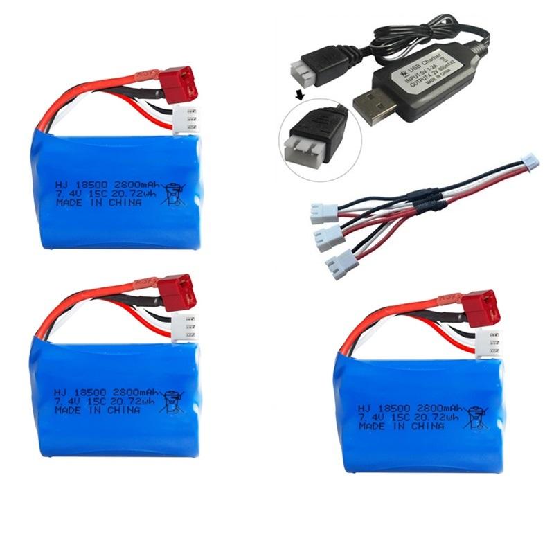 1-3PCS Battery Charging Set 18500 7.4V 2800mAh 15C Suitable For Remote Control Vehicles Off-road Vehicles High-speed Car T SM
