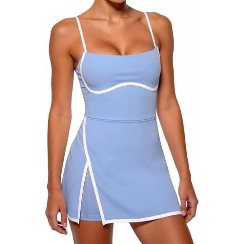 Womens Sporty Two-Piece Style Running Skort With Built-in Shorts Tennis Gym Workout