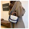 Borsa a sella portatile con texture premium da donna, nuova borsa a tracolla messenger retrò alla moda con inserti a contrasto di colore