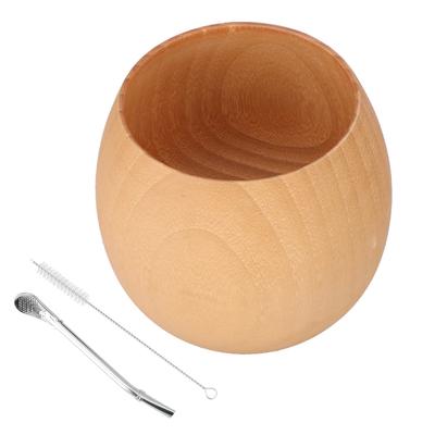 Teeservice aus Holz, natürliche Teetasse aus Holz mit Reinigungsbürste und Löffel für den Teeladen zu Hause(Licht