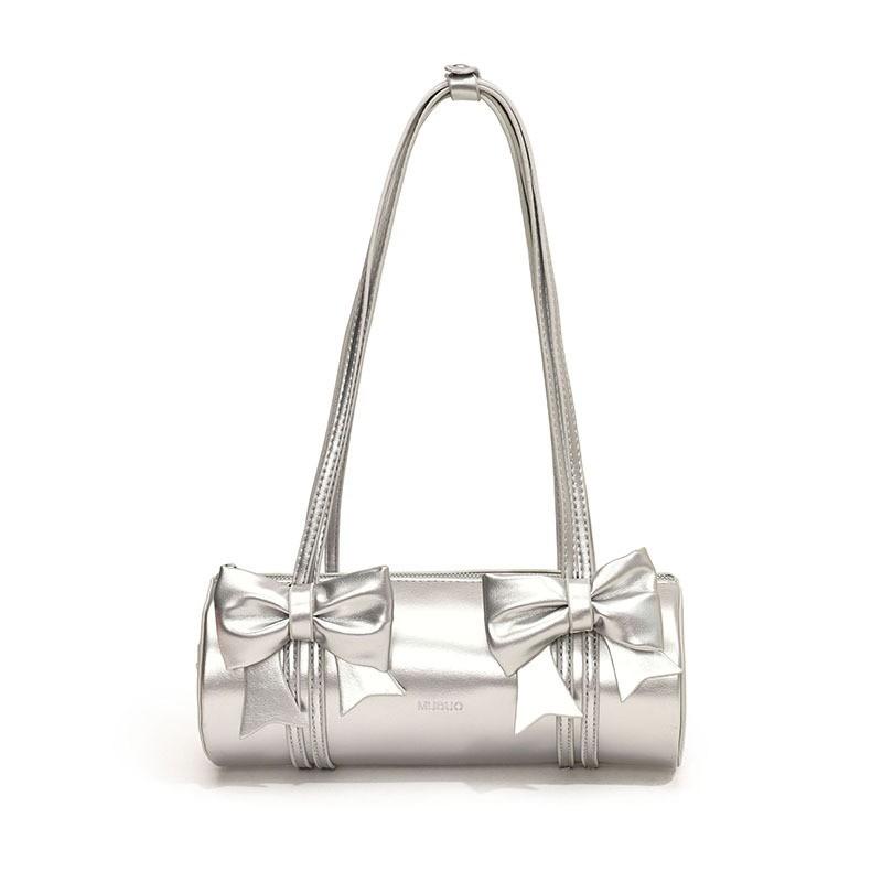 Niche bow underarm bag women's new fashion girl high-end leather crossbody pillow bag