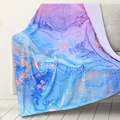 Marble Throw Blanket for Couch Warm Cozy Soft Throw Blankets Christmas or Birthday Gifts for Women Dark Purple Blanket King Size