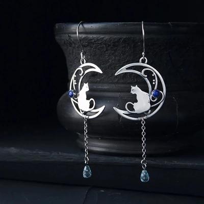 New Vintage Cute Cat Moon Earrings For Women Female Fashion Jewelry Collar Custom Jewelry