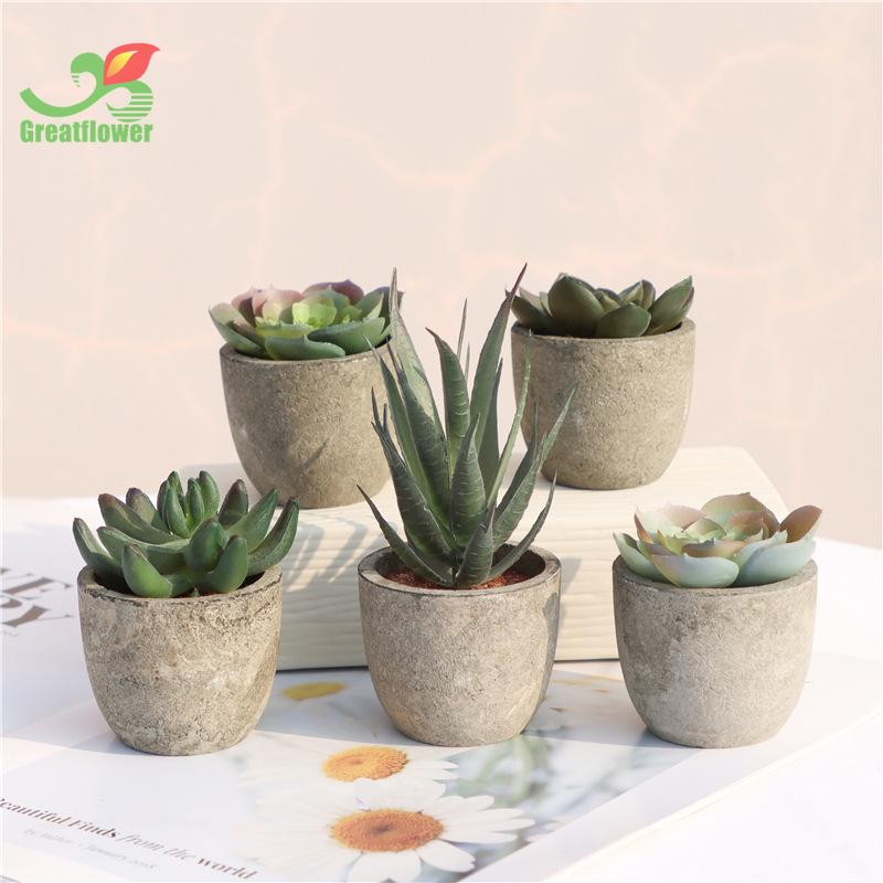 Indoor Retro Succulent Bonsai Fake Flower Ornament for Home and Living Room Décor