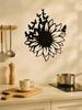 Iron Black Metal Butterfly Wall Art, Sunflower Nature Decor for Living Room & Bedroom