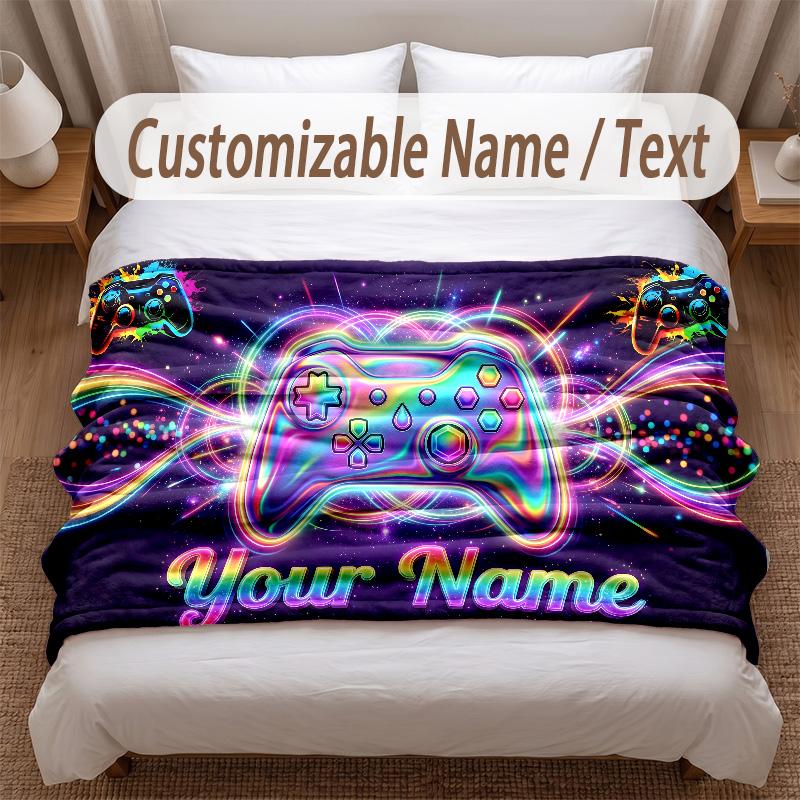 Fantasy Adventure Theme Soft Blanket Personalized Custom Name Text Print Warm Blanket Home Sofa Bedroom Decor