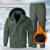 Men's Camouflage Plus Velvet Thick Workwear Set for Cold Protection, Autumn Winter Electric Welding, Labor, and Auto Repair.