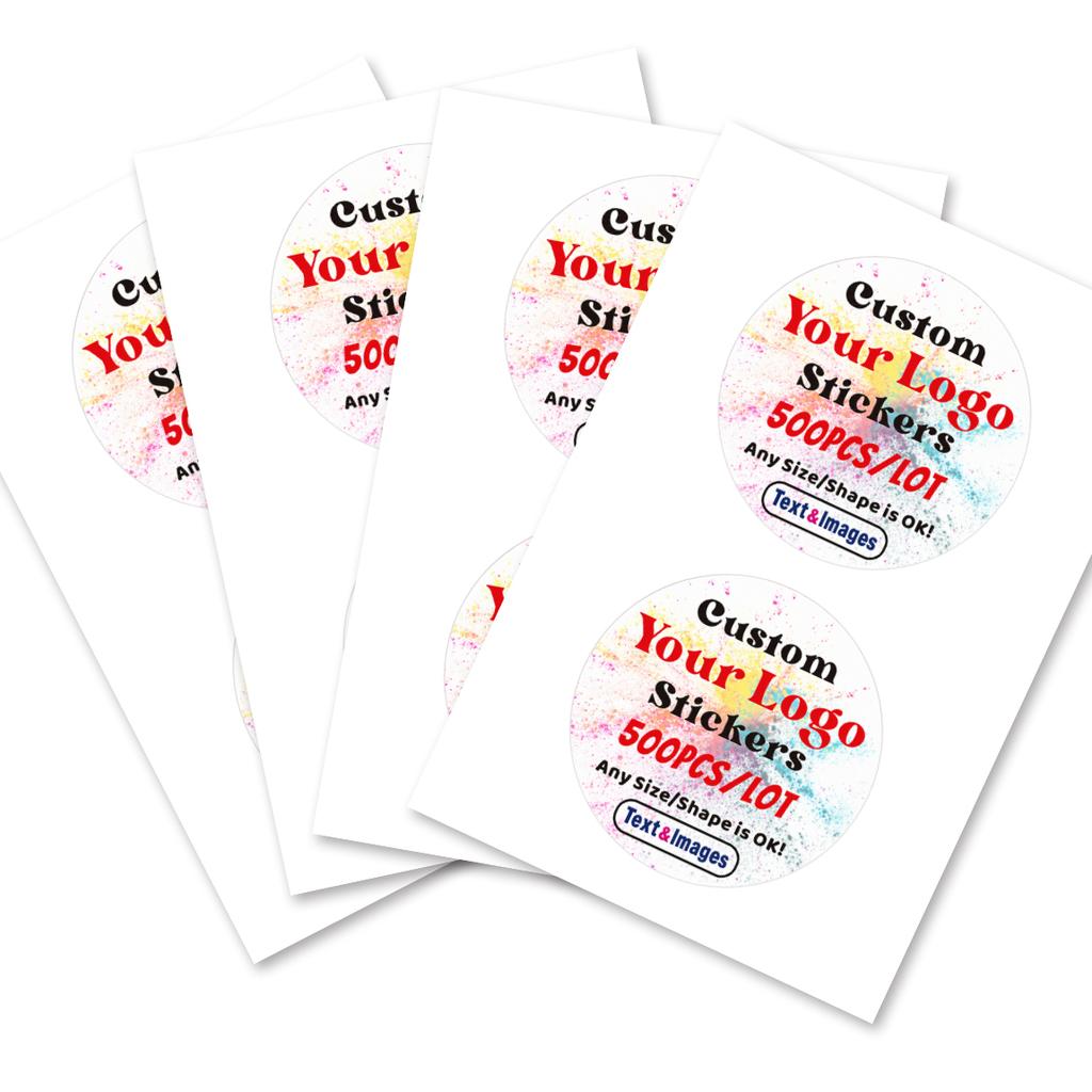 500Pcs Custom Logo Stickers Personalized Text  Image Labels Round Or Square Brand Stickers For Packaging Gifts Business Use
