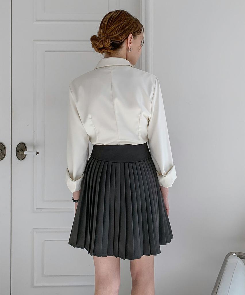 Hypernet Layered Pleated Mini Skirt_Gray