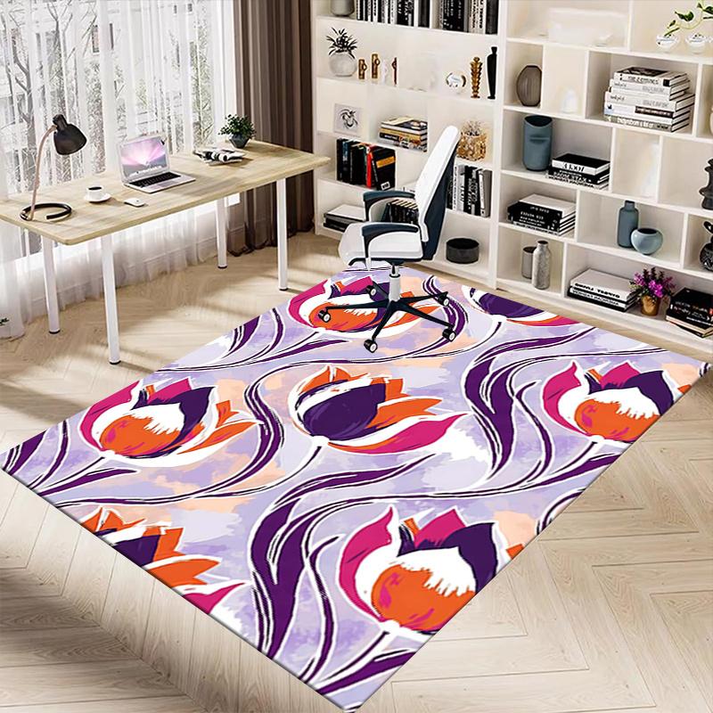 1pc Tulip Pattern Area Rug Soft Flannel Floor Mat for Living Room, Bedroom and Carpet, Sofa Coffee Table Floor Mat, Decorative Rug Q03