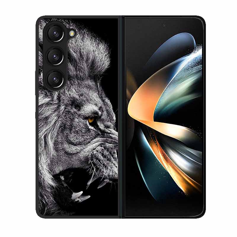 For Samsung Z Fold 6 Phone Case Cover Wolf Black Plastic Hard Back Cover Case For Samsung Galaxy Z Fold6 Fold 4 3 2 5 Case Funda