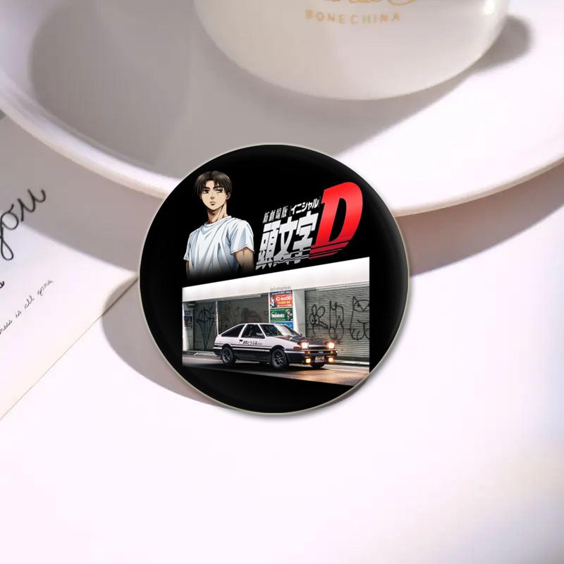 32/44/58MM Initial D Anime Enamel Pins for Clothes Bag Decor Round Cartoon Brooches On Backpack Racing Badge Jewelry Gift Accessory