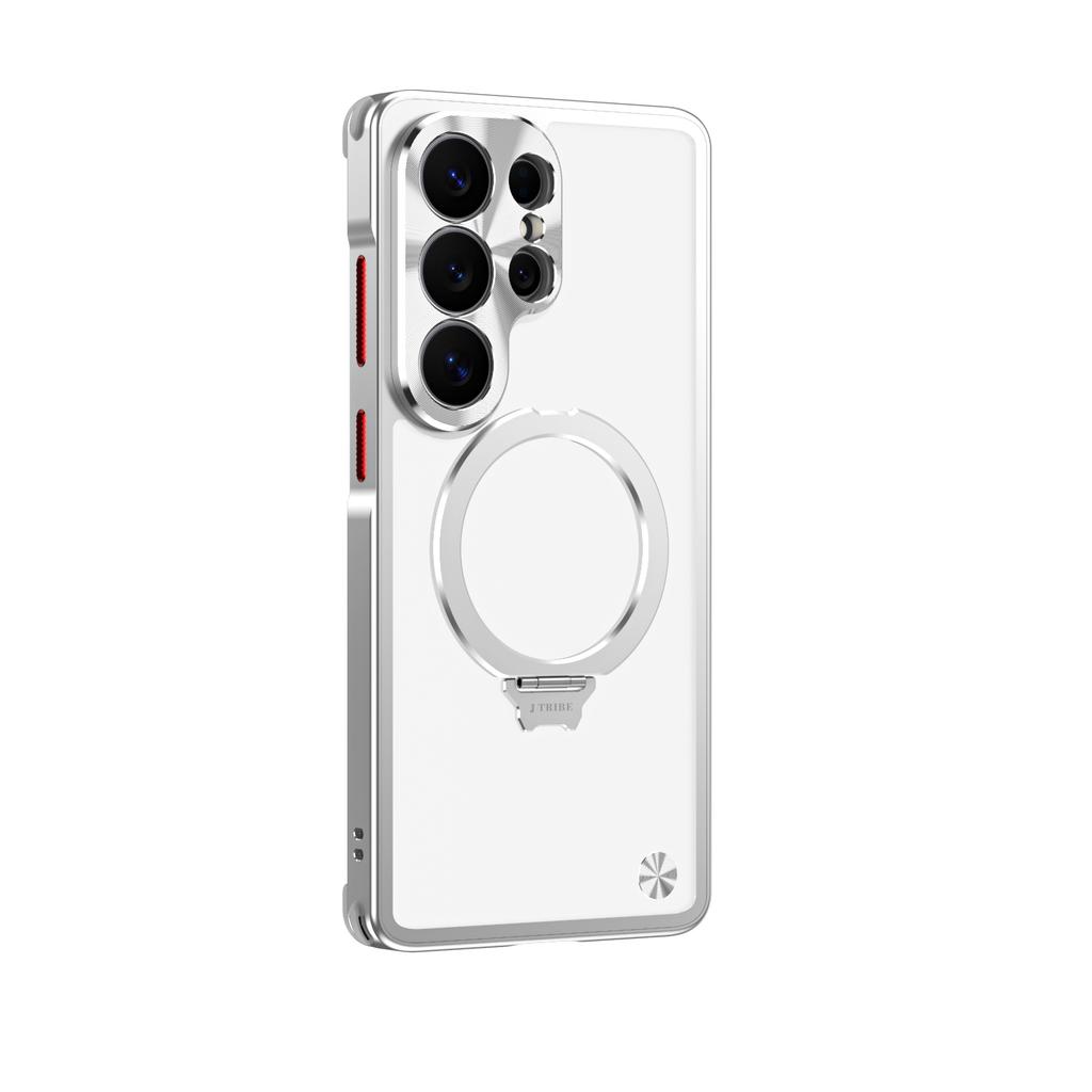 Luxury 360 Rotating Magnetic Kickstand Aluminum Alloy Case for Samsung S26 Ultra S25 Shockproof For Magsafe Metal Button Cover